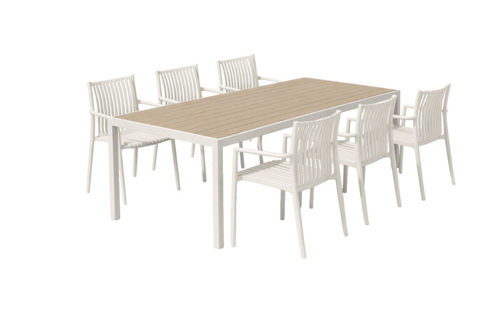 Hagebord 205 x 90 cm aluminium/nonwood lys teak – Sunlife